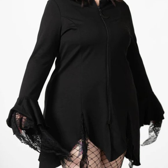 Killstar Moonzone Long-line Zip Hoodie - Size 2XL - Picture 3 of 6